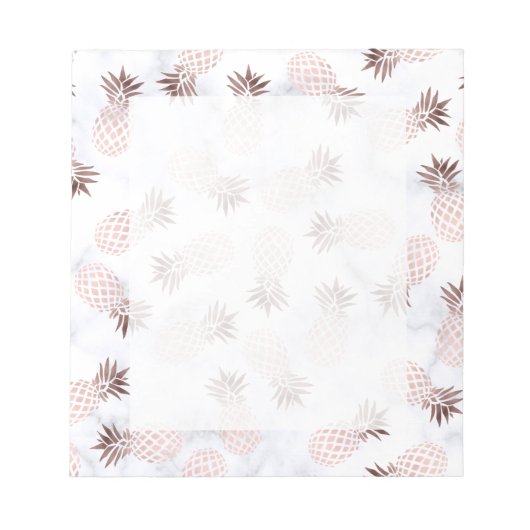 白エレガントモダン大理石バラ金ゴールドパイナップル ノートパッド (正面)