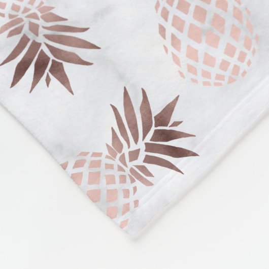 白エレガントモダン大理石バラ金ゴールドパイナップル フリースブランケット (角)