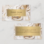 白エレガントモダン大理石金ゴールド 名刺 (正面/裏面)