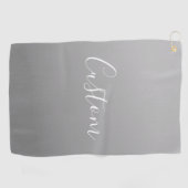 白エレガントモダン文字のグレー書グラデーション ゴルフタオル (横)