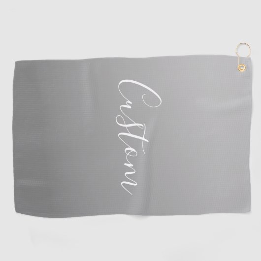 白エレガントモダン文字のグレー書グラデーション ゴルフタオル (横)
