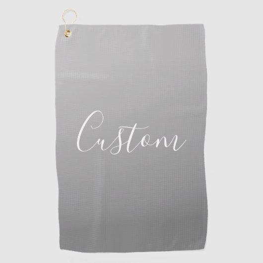 白エレガントモダン文字のグレー書グラデーション ゴルフタオル (正面)