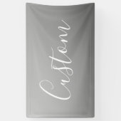 白エレガントモダン文字のグレー書グラデーション 横断幕 (縦)