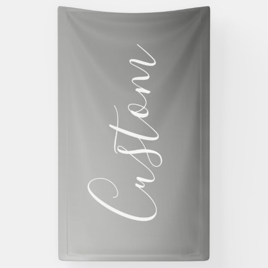 白エレガントモダン文字のグレー書グラデーション 横断幕 (縦)