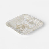 白エレガントモダン灰色金ゴールド大理石フローラ ペーパープレート (傾斜あり)