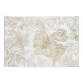 白エレガントモダン灰色金ゴールド大理石フローラ 枕カバー (裏面-右)