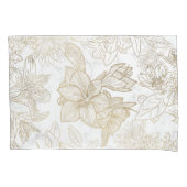 白エレガントモダン灰色金ゴールド大理石フローラ 枕カバー (正面左)