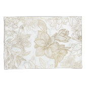 白エレガントモダン灰色金ゴールド大理石フローラ 枕カバー (正面右)