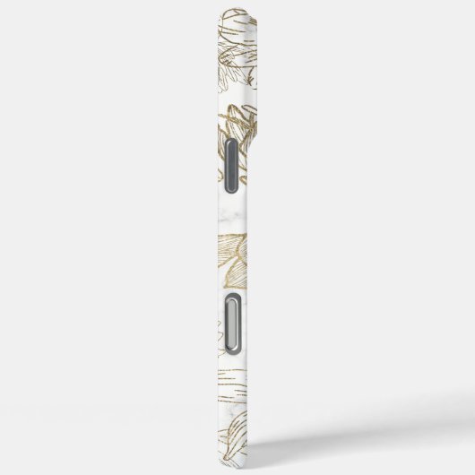 白エレガントモダン灰色金ゴールド大理石フローラ Case-Mate iPhoneケース (裏面 / 右)