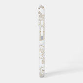 白エレガントモダン灰色金ゴールド大理石フローラ iPhone 16ケース (左側面)