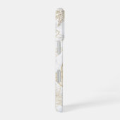 白エレガントモダン灰色金ゴールド大理石フローラ iPhone 16ケース (右側面)