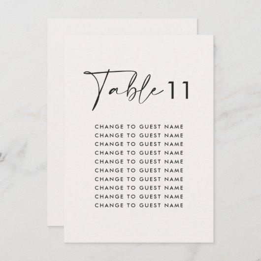 白エレガントモダン結婚表の座席表 (正面/裏面)