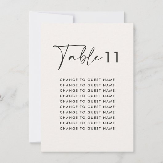 白エレガントモダン結婚表の座席表 (裏面)