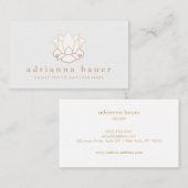 白エレガントモダン蓮の花ライトグレー 名刺 (正面/裏面)