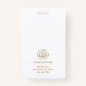 白エレガントモダン金ゴールドシンプル従業員の写真ID バッジ (裏面)