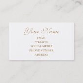 白エレガントモダン青金ゴールド大理石パターン 名刺 (裏面)