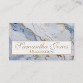 白エレガントモダン青金ゴールド大理石パターン 名刺 (正面)