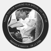 白エレガントモダン黒お願い写真 ラウンドシール (正面)