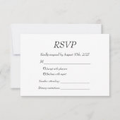 白エレガントモダン黒に親切に答えフォーマルる 出欠カード (正面)