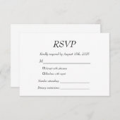 白エレガントモダン黒に親切に答えフォーマルる 出欠カード (正面/裏面)