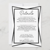 白エレガントモダン黒のカップル結婚の 招待状 (裏面)