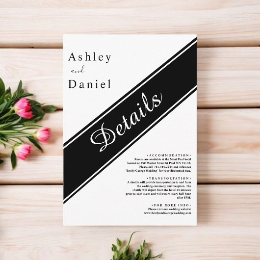 白エレガントモダン黒のデリケート結婚ズ エンクロージャーカード