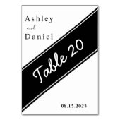 白エレガントモダン黒のデリケート結婚ズ テーブルナンバー (正面)