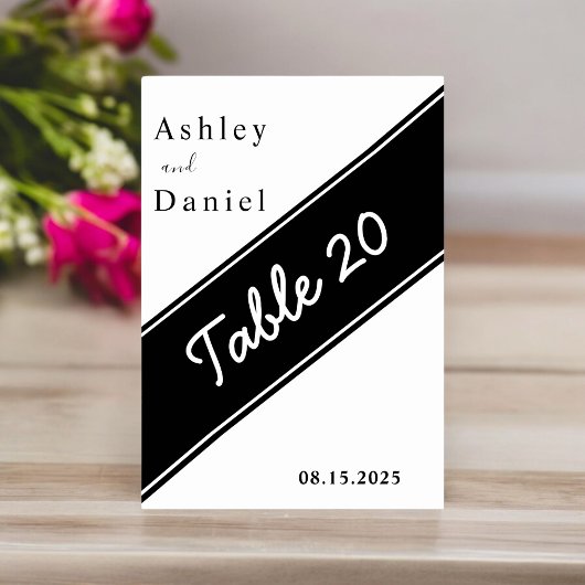 白エレガントモダン黒のデリケート結婚ズ テーブルナンバー