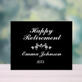 白エレガントモダン黒の幸福な退職 アクリルサイン (ニュートラル)