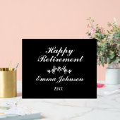 白エレガントモダン黒の幸福な退職 アクリルサイン (ウェディング)