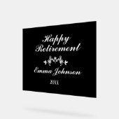 白エレガントモダン黒の幸福な退職 アクリルサイン (傾斜)