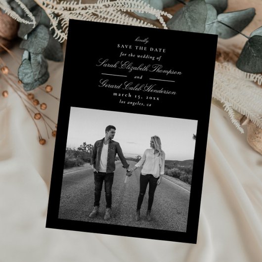 白エレガントモダン黒の書クラシック道 セーブザデート