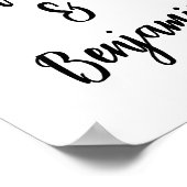 白エレガントモダン黒の結婚歓迎 ポスター (角)