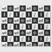 白エレガントモダン黒の聖降誕祭 ラッピングペーパー (フラット)