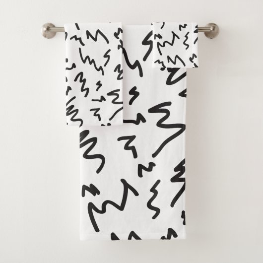 白エレガントモダン黒風呂タオル バスタオルセット (インサイチュ)