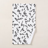 白エレガントモダン黒風呂タオル バスタオルセット (ハンドタオル)