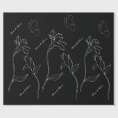 白エレガントモダン黒 ラッピングペーパー (フラット)