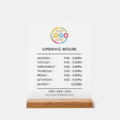 白エレガントモダン | ビジネスロゴ営業時間 アクリルサイン (正面)