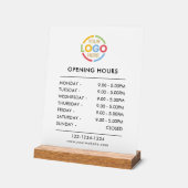 白エレガントモダン | ビジネスロゴ営業時間 アクリルサイン (傾斜)