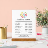 白エレガントモダン | ビジネスロゴ営業時間 アクリルサイン (ウェディング)