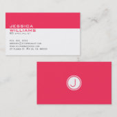 白エレガントモダン&深いピンクSEOスペシャリスト 名刺 (正面/裏面)