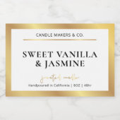 白エレガントモダン&金ゴールド包装キャンドルラベル フードラベル (シングルラベル)