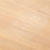 白エレガントモノグラム書結婚道 アクリル招待状 (レイダウン)