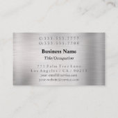 白エレガントモノグラム&名前，ブラック&シルバー 名刺 (裏面)