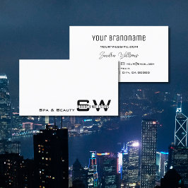 白エレガントモノグラモダンムシンプル 名刺