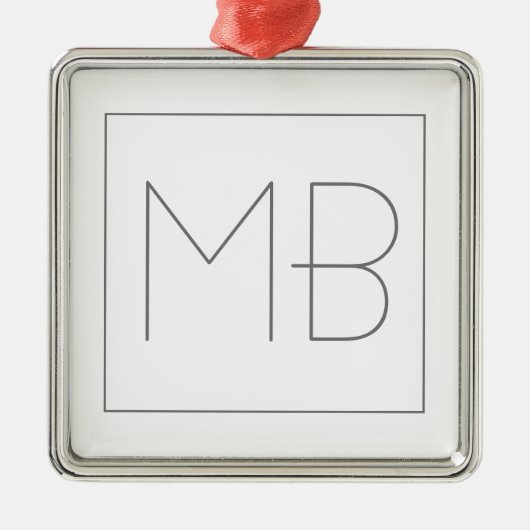 白エレガントユニークモノグラムの メタルオーナメント (正面)