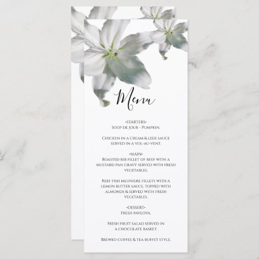 白エレガントユリ結婚ーズ メニュー (正面/裏面)