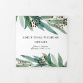 白エレガントユーカリ結婚ス詳細 三つ折りカード (カバー)