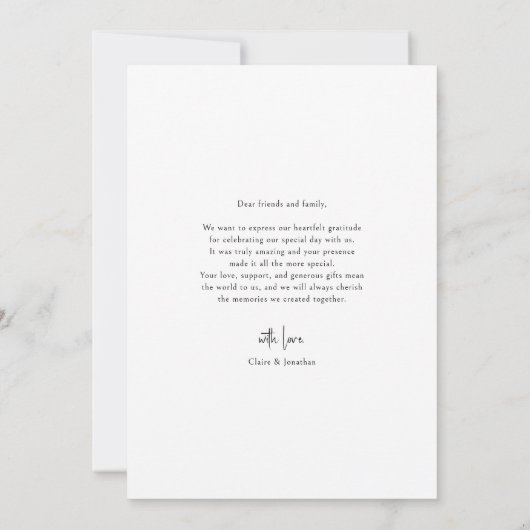 白エレガントレンガ重ね書道モダン サンキューカード (裏面)