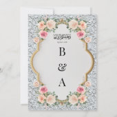 白エレガントレースとフローラアーチイスラム結婚ズ 招待状 (裏面)